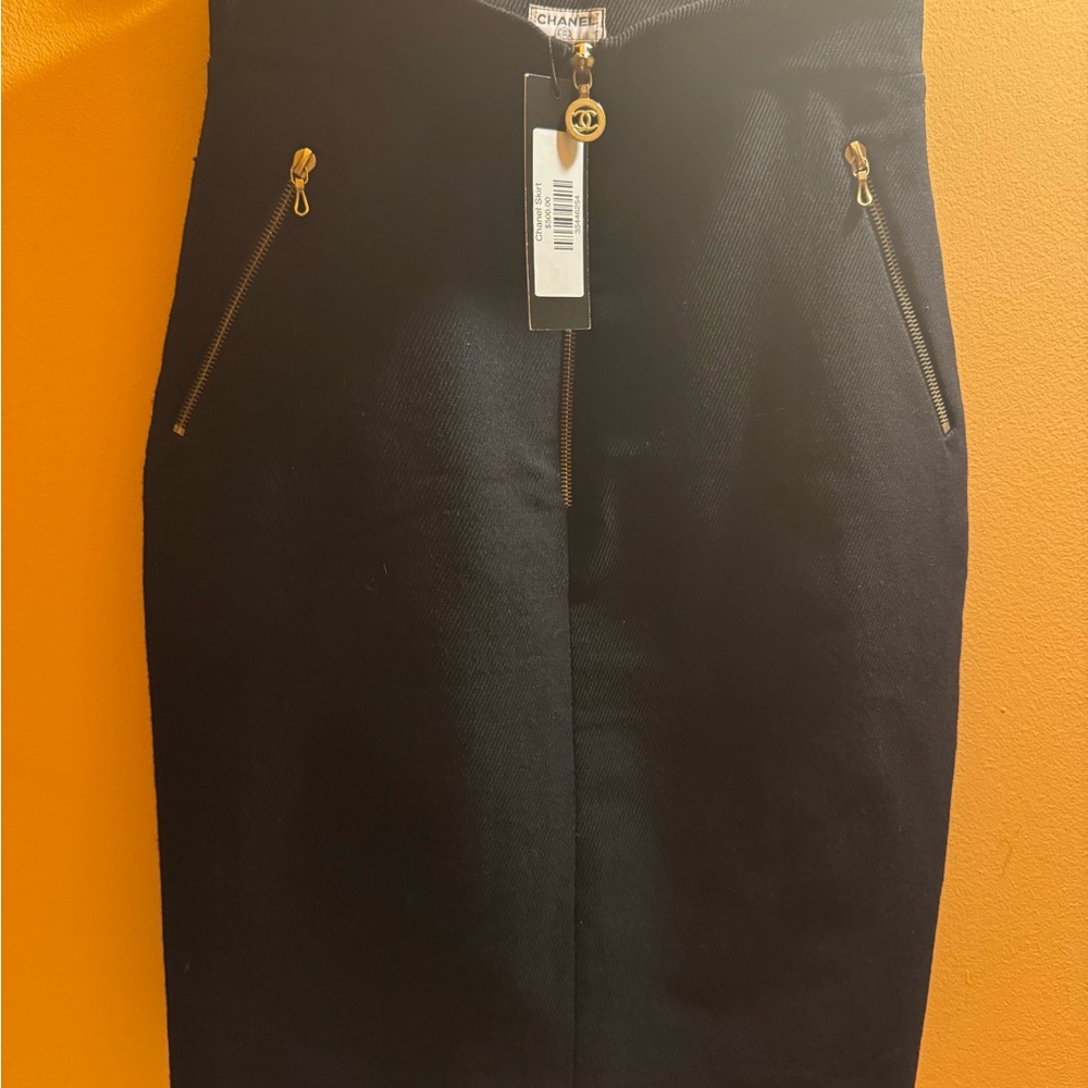 Chanel Black Skirt with Gold Accents